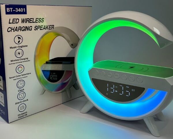 G-Shaped Smart Night Light - Wireless Charging BT Speaker & Sunrise Alarm